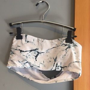 Zaful bikini top strapless white marble